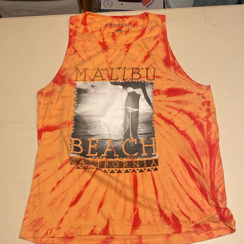 Aeropostale Orange Tie-Dye Tank Top